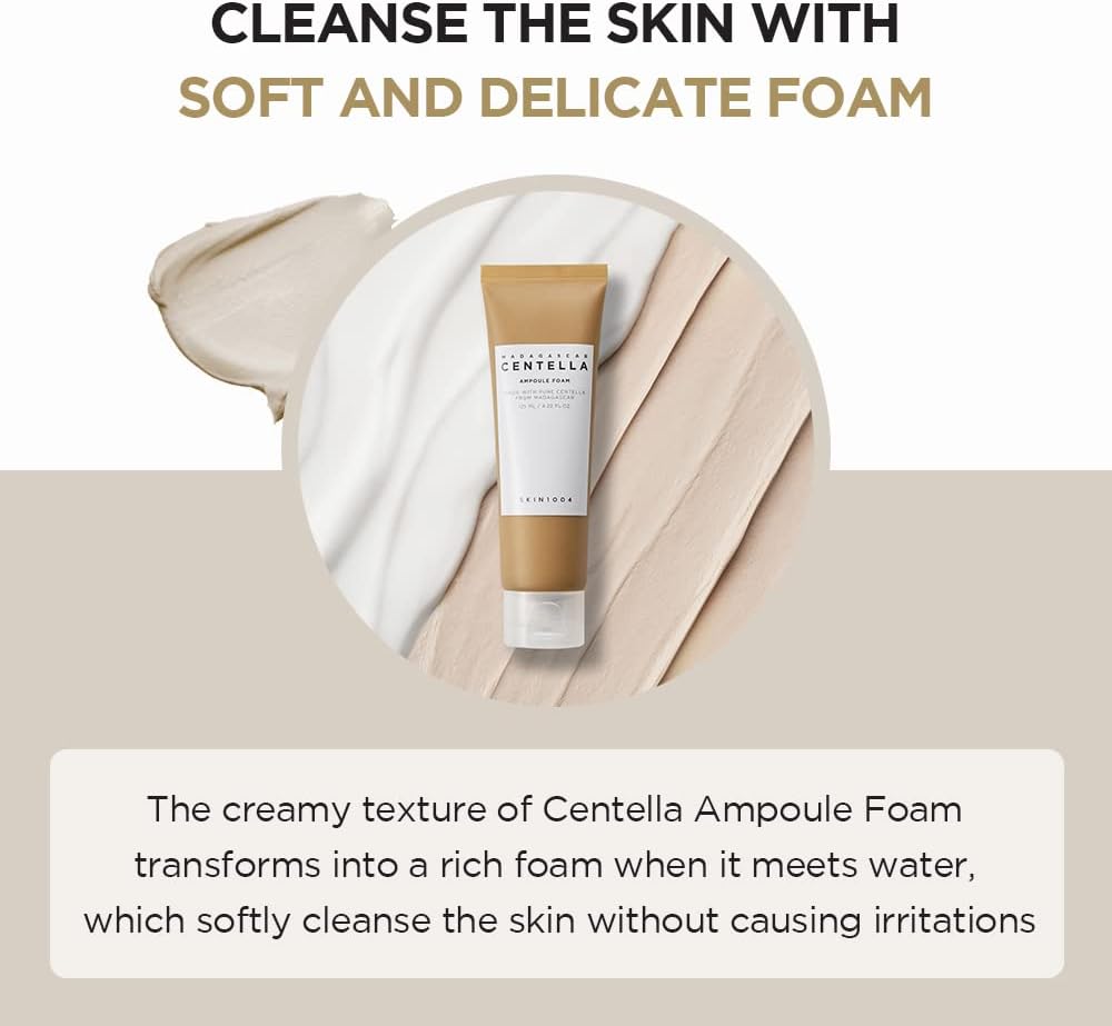 SKIN1004 Ampoule mousse centella de Madagascar 125 ml | Nettoyant moussant à faible pH | Poudre de soude naturelle, tensioactif de noix de coco