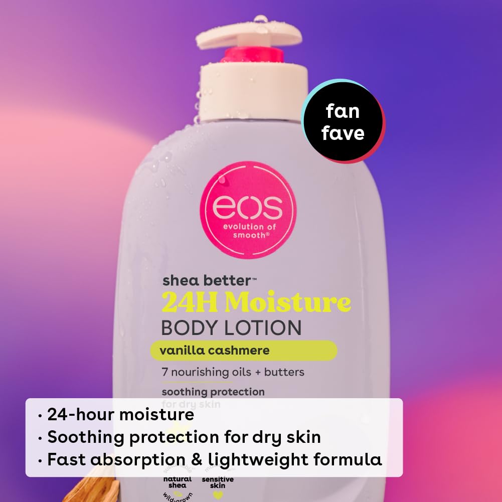 EOS Shea Butter Body Lotion- 24-Hour Moisture Skin Care, Lightweight & Non-Greasy, Made with Natural Shea, Vegan, 16 fl oz