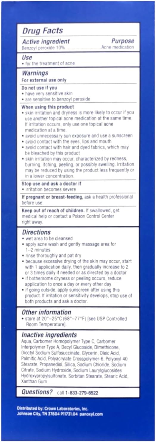 PanOxyl 10% Acne Foaming Wash 5.5 Ounce (Pack of 1)