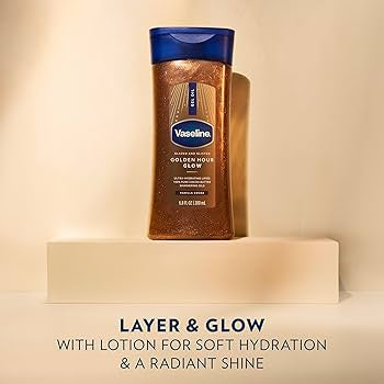VASELINE GLAZED & GLISTEN GOLDEN HOUR BODY OIL GEL – VANILLA COCOA SHIMMER (6.8 OZ)