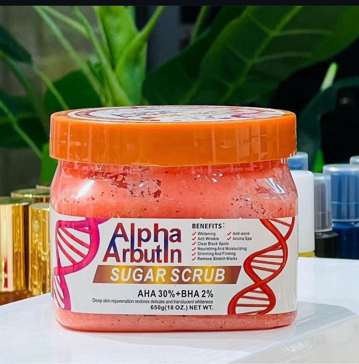 ALPHA ARBUTIN SUGAR SCRUB – DR. MENAIR SUGAR BODY SCRUB AHA + BHA 18 OZ