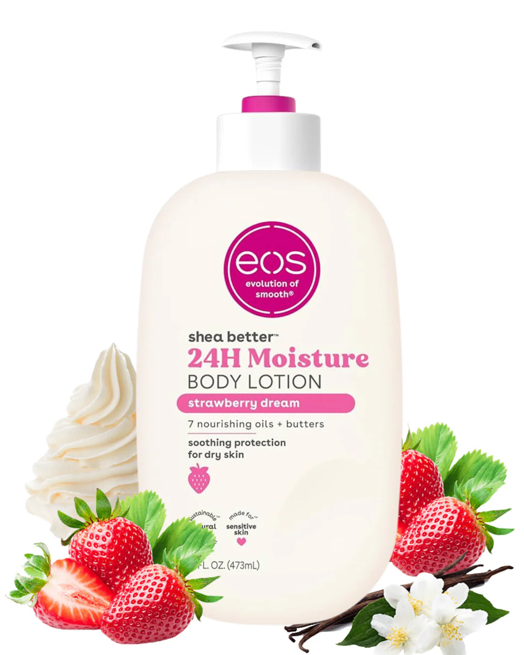 EOS Shea Butter Body Lotion- 24-Hour Moisture Skin Care, Lightweight & Non-Greasy, Made with Natural Shea, Vegan, 16 fl oz