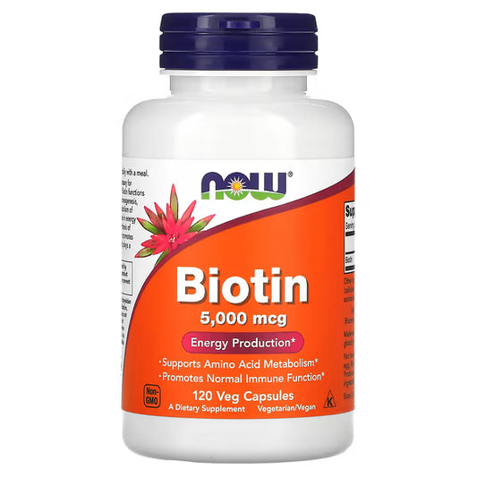 NOW FOODS BIOTIN 5,000 MCG 120 VEG CAPSULES SUPPLEMENT