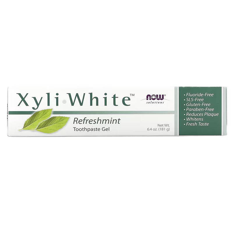 NOW FOODS SOLUTIONS XYLIWHITE™ TOOTHPASTE GEL REFRESHMINT 6.4 OZ (181 G)