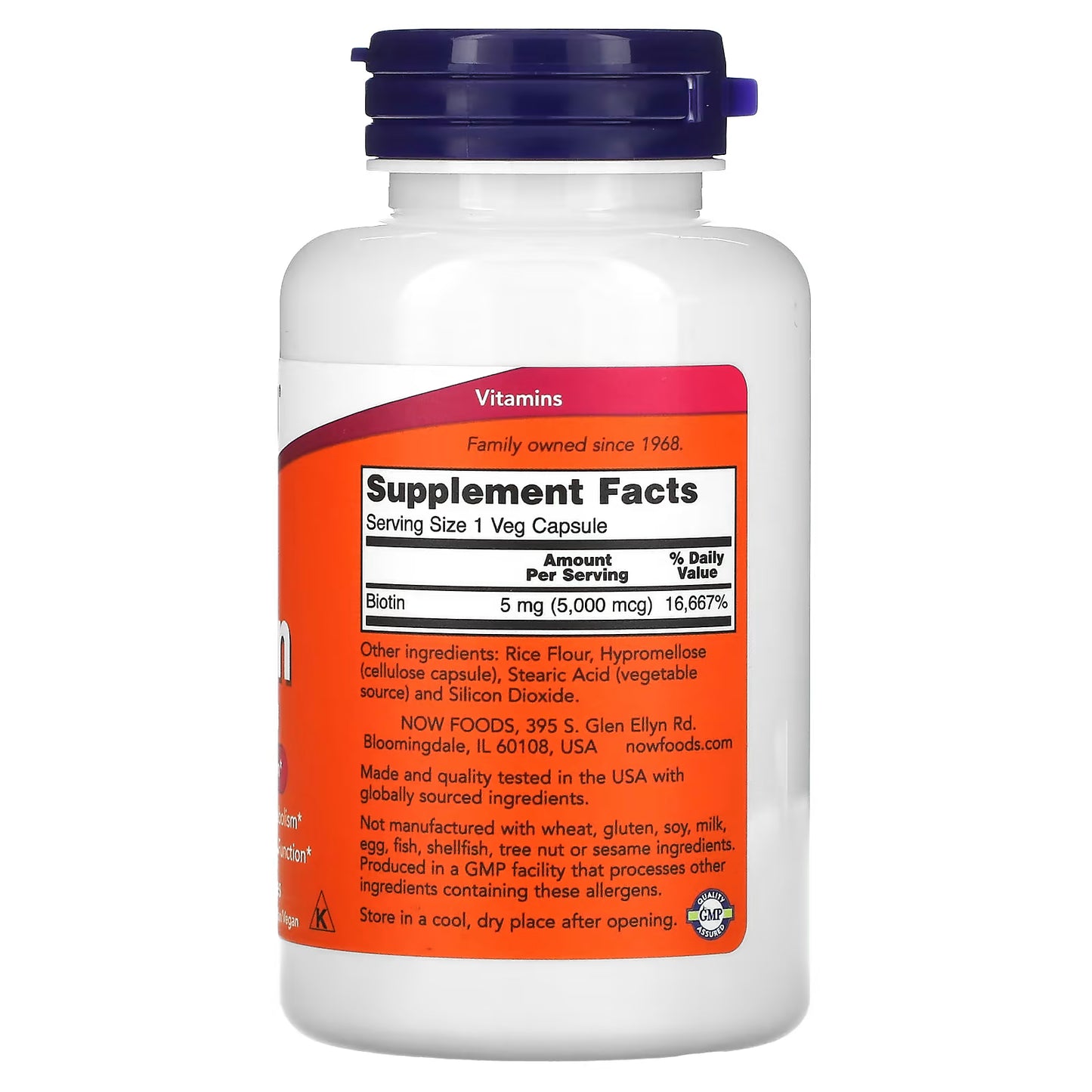 NOW FOODS BIOTIN 5,000 MCG 120 VEG CAPSULES SUPPLEMENT