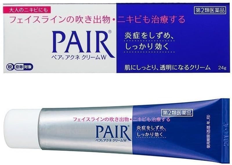 Crème anti-acné LION Pair W 24 g Japon, soin japonais authentique, parfum végétal transparent et léger, pH équilibré pour tous types de peau, traitement localisé 