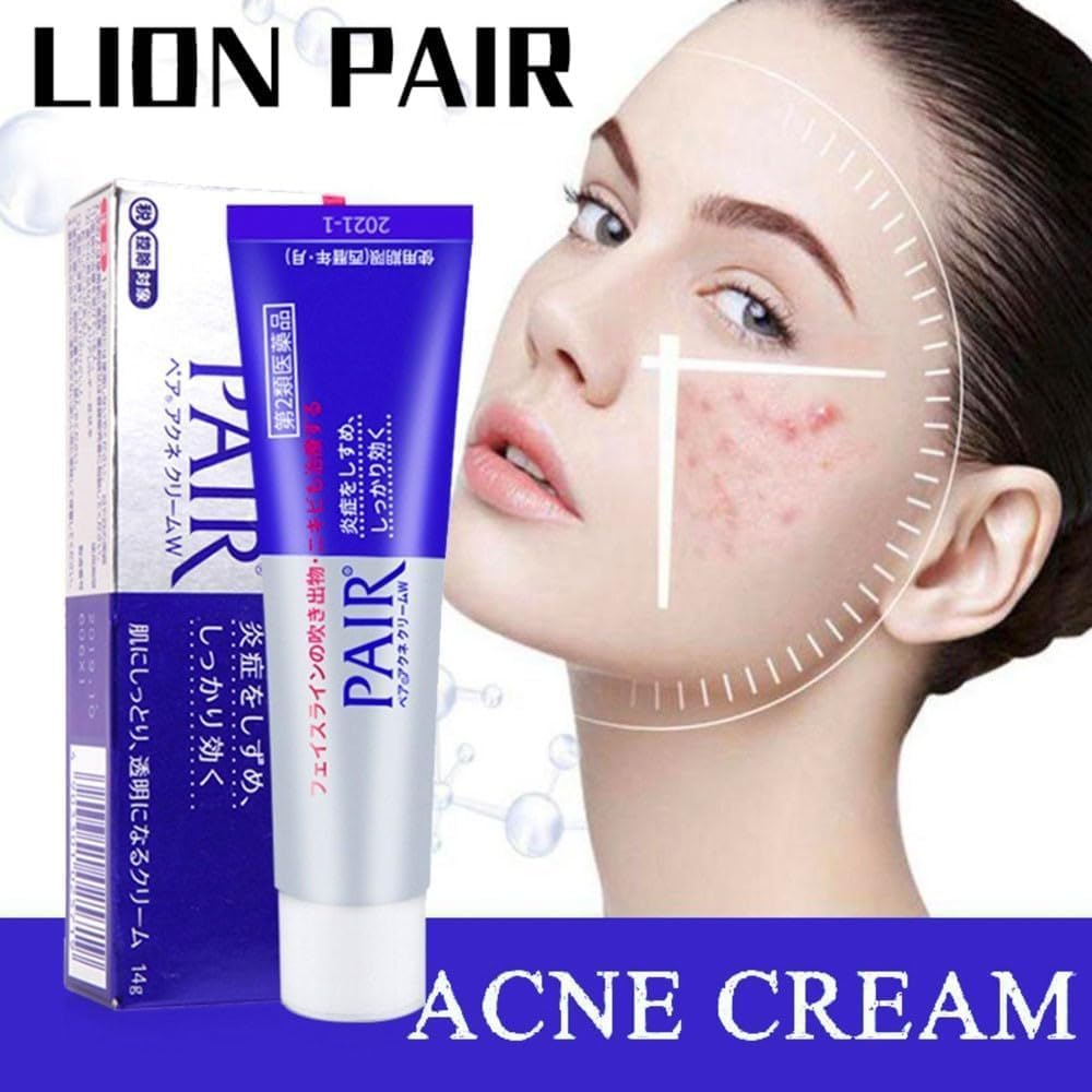 Crème anti-acné LION Pair W 24 g Japon, soin japonais authentique, parfum végétal transparent et léger, pH équilibré pour tous types de peau, traitement localisé 