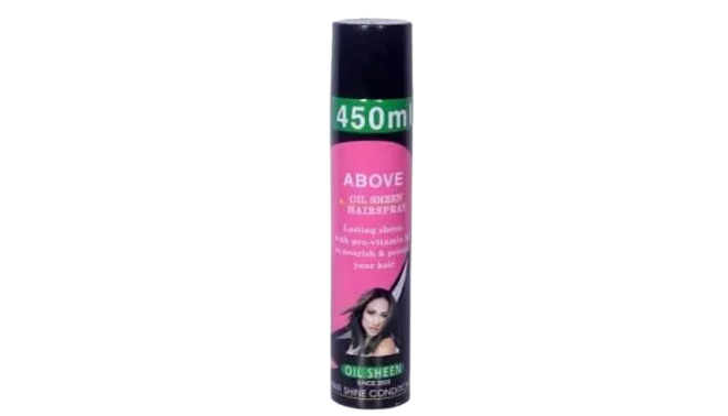 ABOVE OIL SHEEN HAIR SPRAY PROFESSIONAL SHINE CONDITIONING FORMULA, LASTING SHEEN WITH PRO-VITAMINS