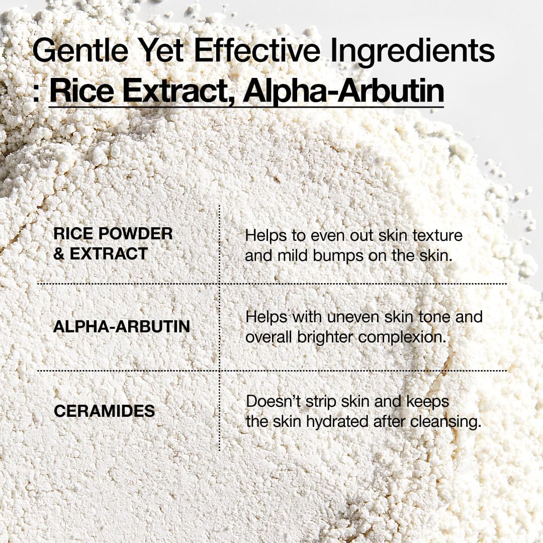Poudre nettoyante éclaircissante aux enzymes de riz Anua, masque de riz, céramide, nettoyant visage doux pour éclaircir et donner un teint radieux, nettoyant visage pour peaux sèches, soin coréen, sans parfum, 40 g 
