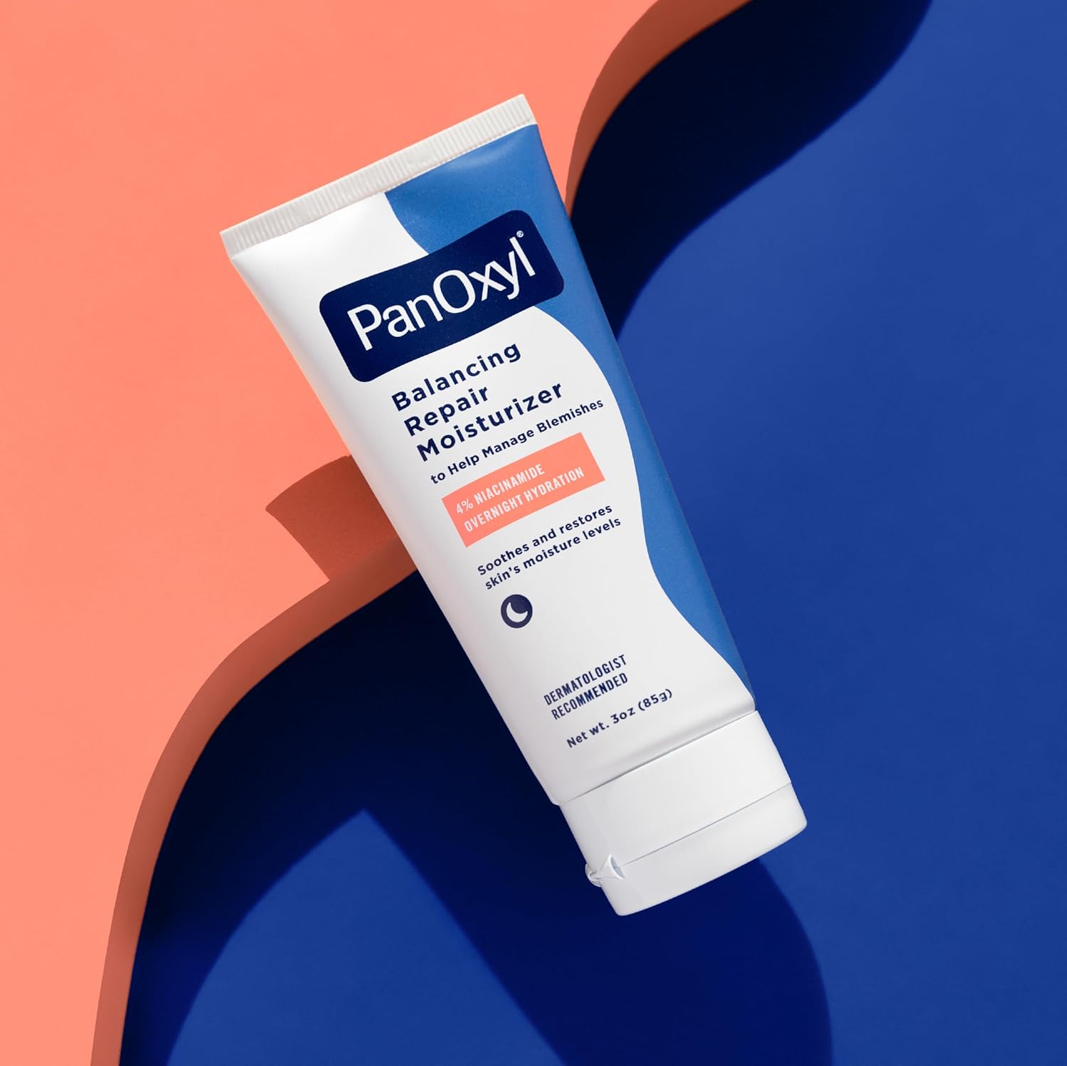 PanOxyl PM Crème hydratante réparatrice équilibrante à la niacinamide, aux céramides et au cica, hydratant visage, peaux à tendance acnéique et sèches, crème de nuit non comédogène, 85 g 