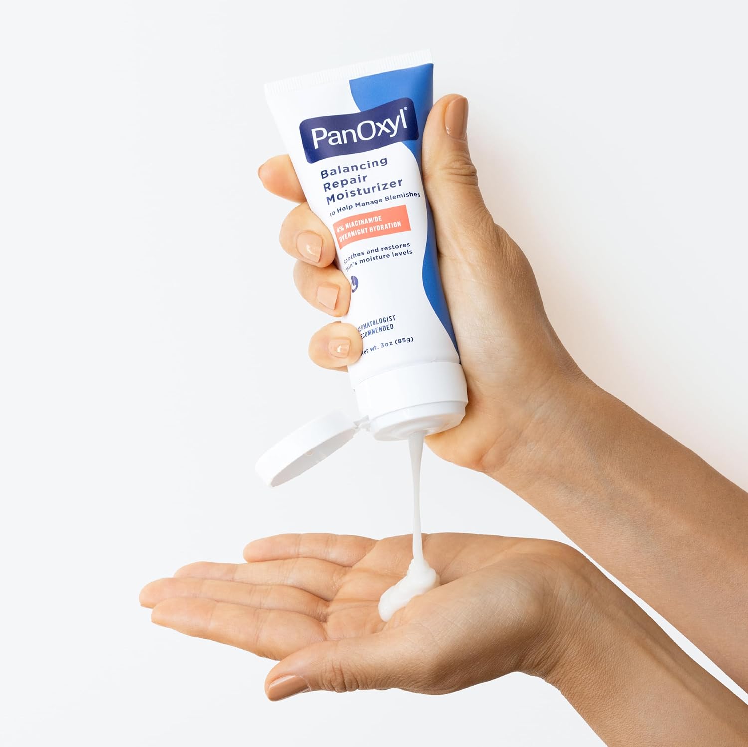 PanOxyl PM Crème hydratante réparatrice équilibrante à la niacinamide, aux céramides et au cica, hydratant visage, peaux à tendance acnéique et sèches, crème de nuit non comédogène, 85 g 