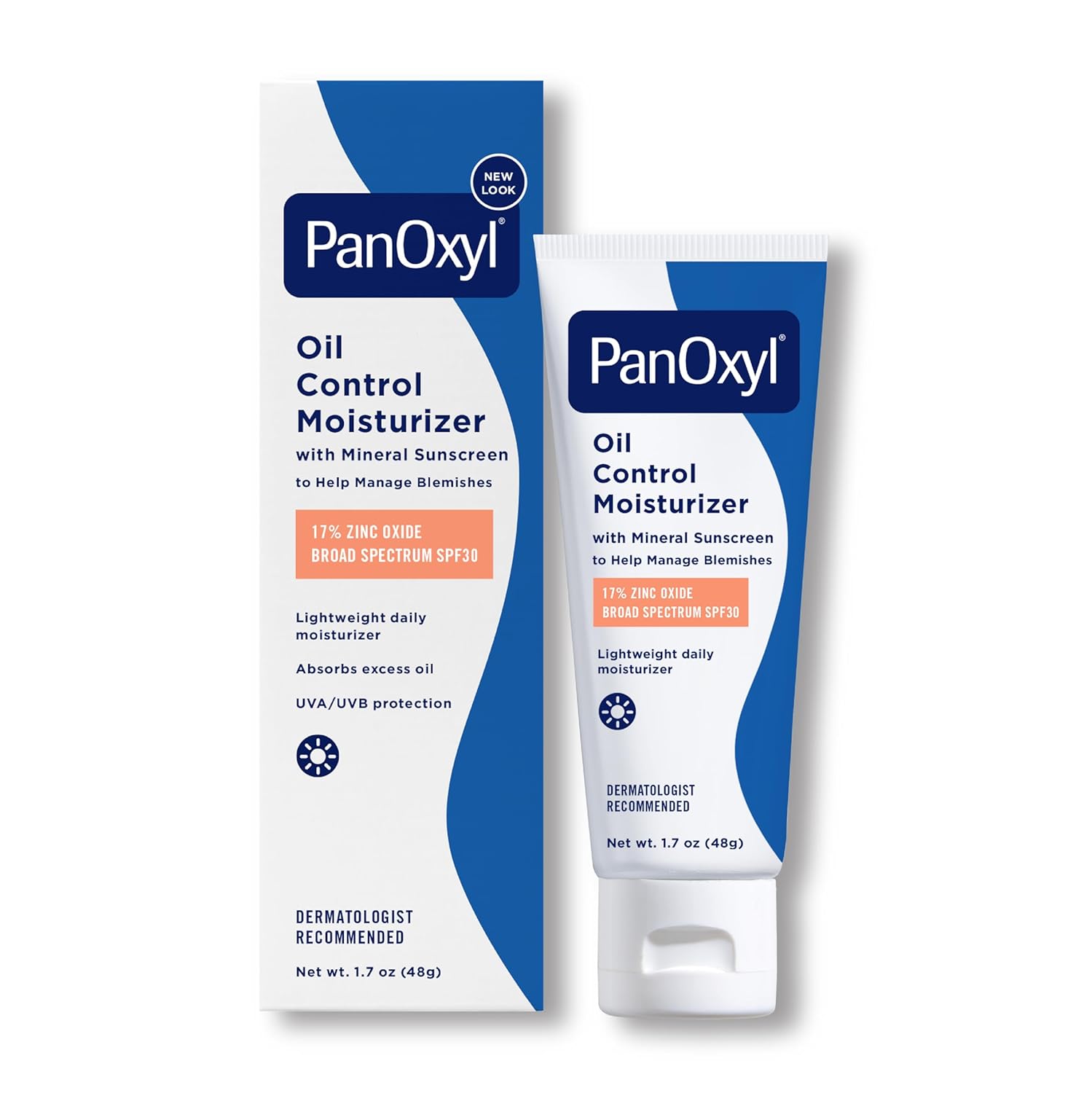 Crème hydratante anti-sébum PanOxyl AM, nouvelle formule transparente, absorbe l'excès de sébum et réduit la brillance, avec écran solaire minéral pour peaux à tendance acnéique, grasses et tous types de peau - 50 ml 