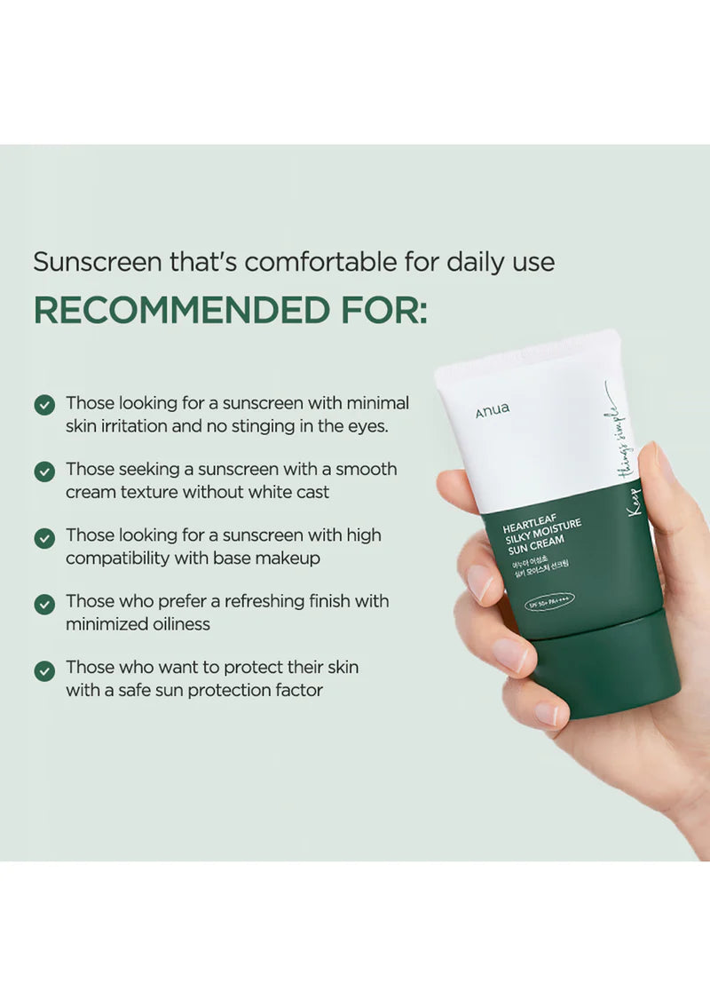 ANUA HEARTLEAF SILKY MOISTURE SUN CREAM