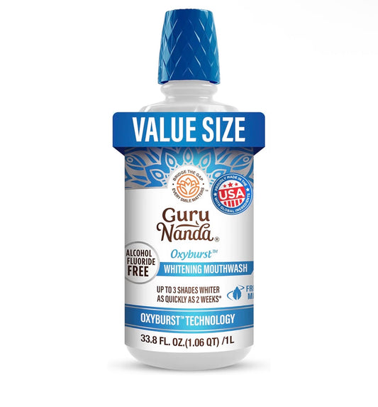 GURUNANDA OXYBURST TEETH WHITENING MOUTHWASH – WILD MINT 1 L / 33.8 FL OZ
