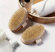 Brosse corporelle en poils naturels – Brosse exfoliante douce pour le corps sec et humide | Masseur spa portatif en bois