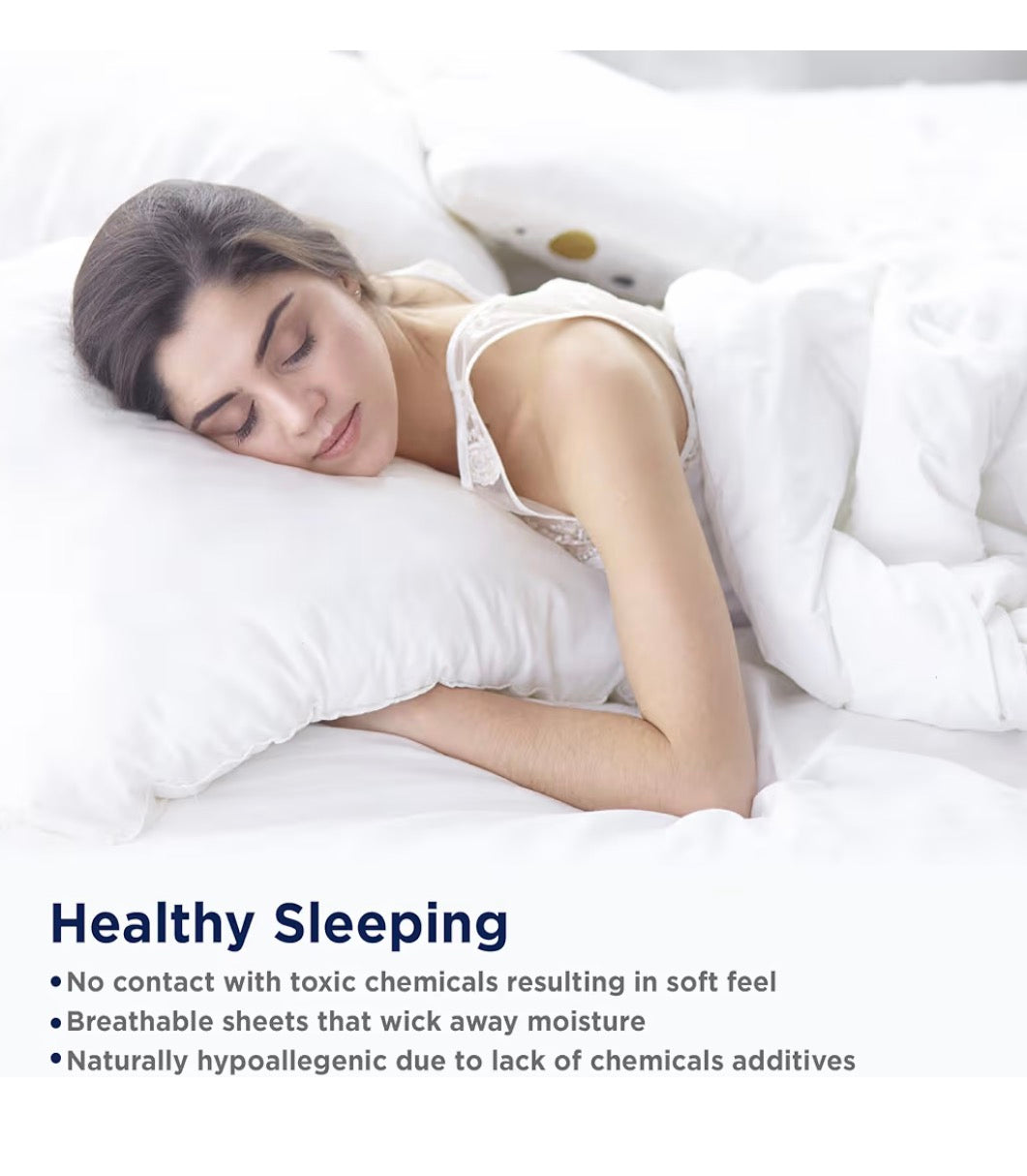 Qamiashop Luxury 100% Egyptian Cotton 6-Piece Bedding Set – Duvet Cover, Flat Sheet & 4 Pillowcases White