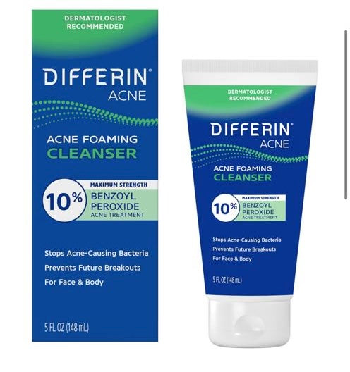 Differin Acne Foaming Face Cleanser with 10% Benzoyl Peroxide