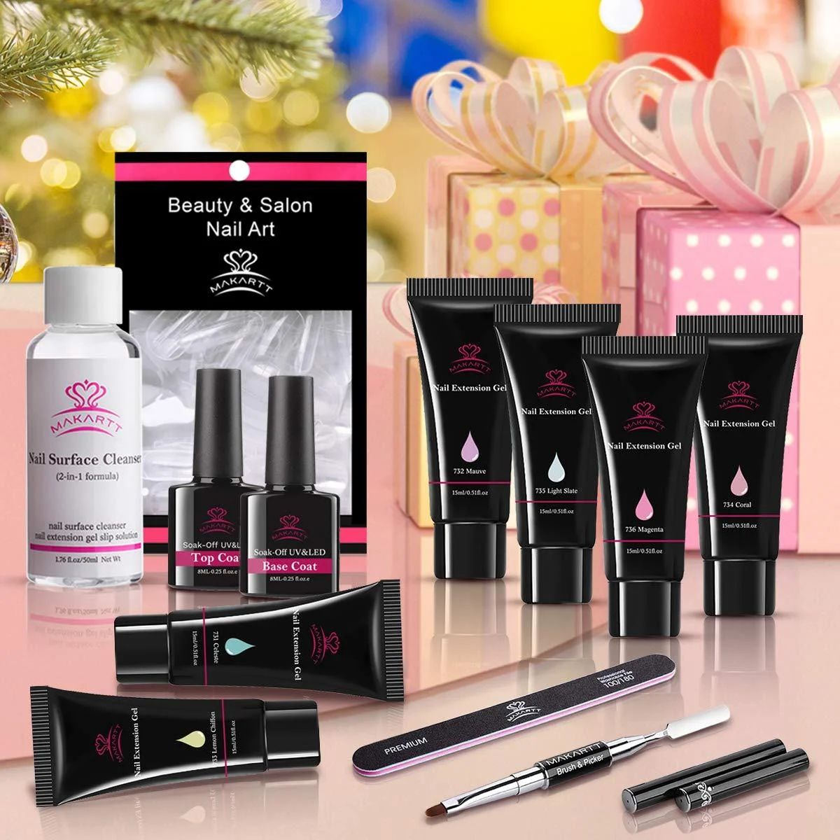 Makartt 6 Color Translucent Jelly Poly Nail Gel Extension Kit