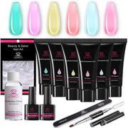 Makartt 6 Color Translucent Jelly Poly Nail Gel Extension Kit