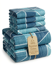 Qamiashop Luxury 100% Egyptian Cotton 6-Piece Bedding Set – Duvet Cover, Flat Sheet & 4 Pillowcases