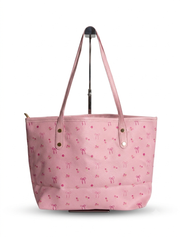 PASTEL PINK BOW PRINT TOTE DURABLE MULTI-PURPOSE SHOULDER BAG