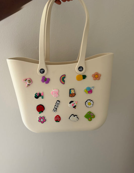 NEW WATERPROOF RUBBER / JELLY TOTE BAG WITH JIBBITZ HOLES