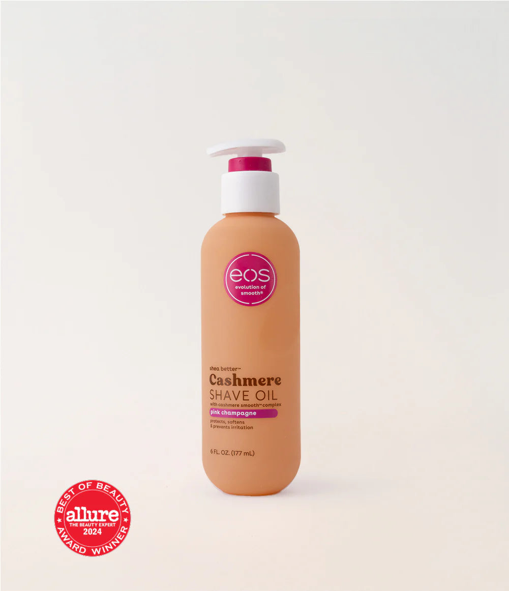 Huile de rasage Eos Cashmere Skin Collection, vanille cachemire, apaisante et hydratante, prévient les irritations et les brûlures du rasoir, convient à toute la zone du bikini, 170 ml. L'emballage peut varier. 